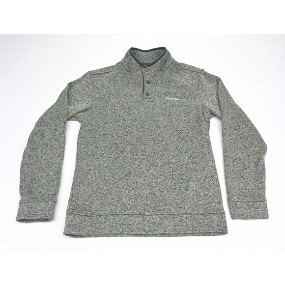 Eddie Bauer Other - Eddie Bauer Mens M Radiator Fleece Snap Mock Neck Pullover Grey Long Sleeve Soft